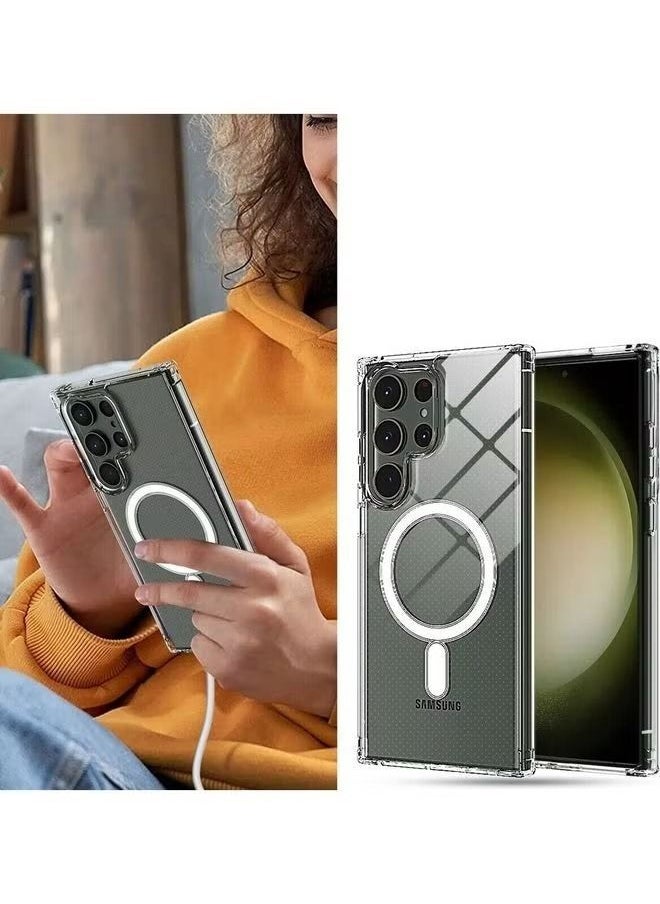 Raxoom Clear Magnetic Case Compatible with MagSafe Wireless Charging Transparent Slim Cover for Samsung Galaxy S23 Ultra Clear - Image 2