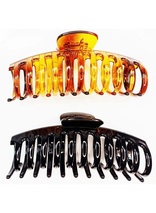 ACCGLORY 5.5 Inches Extra Large Hair Clips For Long Thick Hair Women’S Jumbo Hair Claw Clips 2 Counts Huge Claw Clips Black Brown In Set Non Slip Xl Giant Claw Clips Strong Holding Basic Gripe Clips  - Image 4