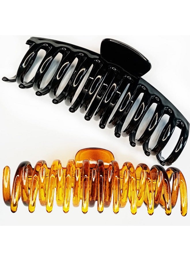 ACCGLORY 5.5 Inches Extra Large Hair Clips For Long Thick Hair Women’S Jumbo Hair Claw Clips 2 Counts Huge Claw Clips Black Brown In Set Non Slip Xl Giant Claw Clips Strong Holding Basic Gripe Clips  - Image 5