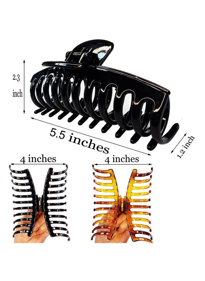 ACCGLORY 5.5 Inches Extra Large Hair Clips For Long Thick Hair Women’S Jumbo Hair Claw Clips 2 Counts Huge Claw Clips Black Brown In Set Non Slip Xl Giant Claw Clips Strong Holding Basic Gripe Clips  - Image 3