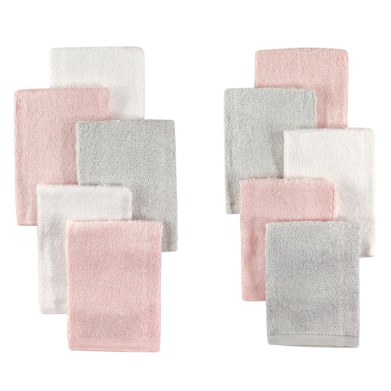 Little Treasure Unisex Baby Rayon from Bamboo Luxurious Washcloths, Light Pink Gray, One Size - Image 1