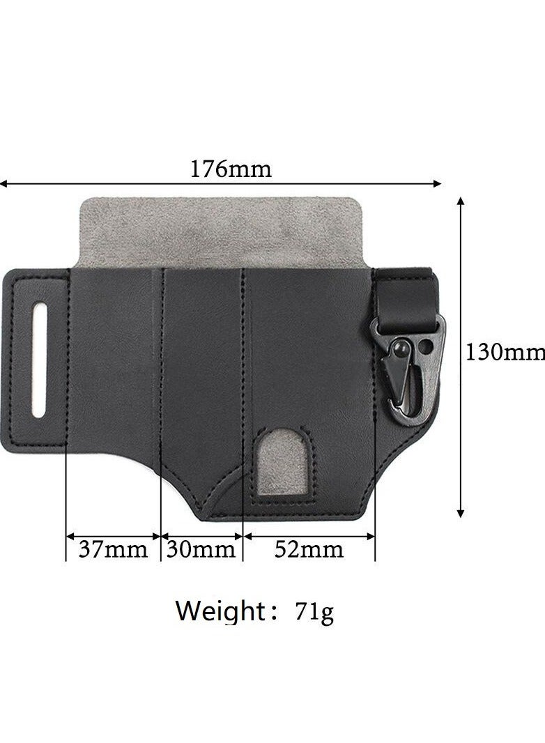 Generic Multi-tool leather sheathed Organizer Belt Waist bag Outdoor storage tools Flashlight knife pocket - Image 3