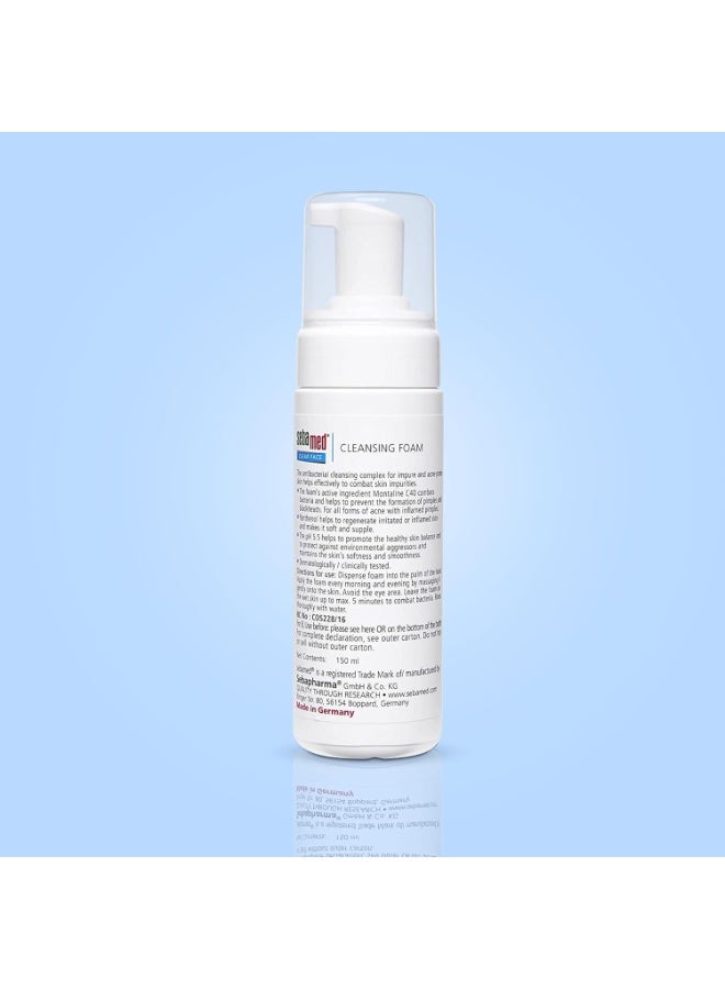 سيباميد رغوة سيباميد كلير لتنظيف الوجه للبشرة المعرضة لحب الشباب، 150 مل، درجة حموضة 5.5، منظف لطيف ومرطب فعال لحب الشباب | غسول للوجه | للرجال والنساء، خالٍ من الزيوت، مثبت سريريًا، خالٍ من السموم - Image 2