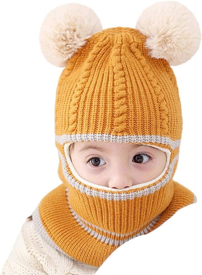 CAPICHINO Kids Winter Hat,Baby Girls Boys Winter Hat, Thick Scarf Earflap Hood Scarves Skull Caps, 1-4 Years (Yellow) Baby Boy Woolen Cap - Image 3