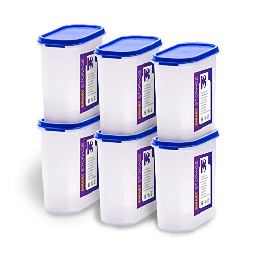 K3 Oval Container Smart Storage Plastic Container -Blue (Pack of 6) (1800 ml Pack of 6) - Image 1