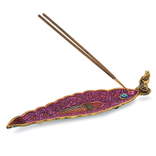 GELLON Aluminium Incense Holder & ash Catcher agarbatti Stand Featuring Ganesh Figurine (Pack of 1, Silver) (Purple) - Image 1