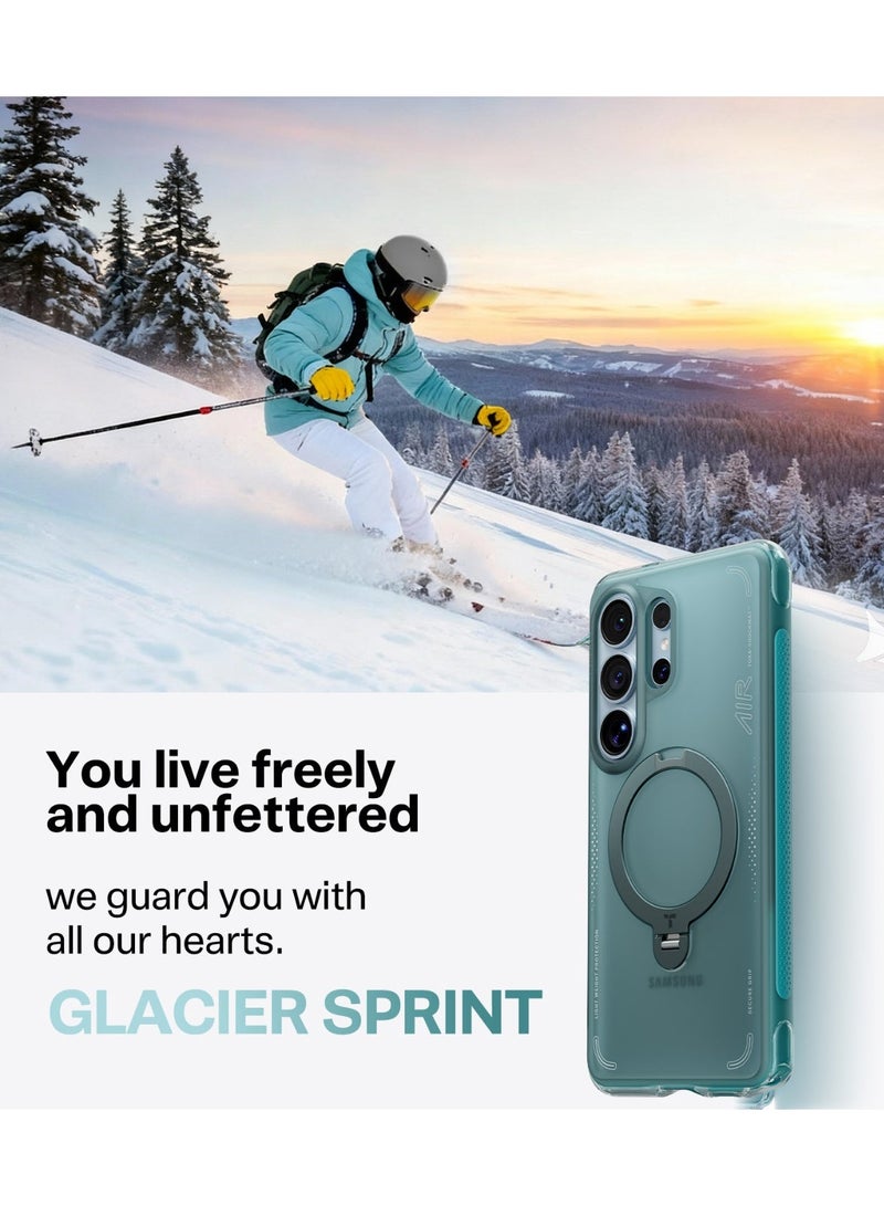 حافظة Ostand Q3 Air Spin لسامسونج جالاكسي S26 ألترا مع قاعدة مغناطيسية 360 درجة، مناسبة لمغناطيس MagSafe، وسادة هوائية، مختبرة ضد السقوط بمعايير عسكرية، حافظة هاتف مضادة للصدمات - Image 3