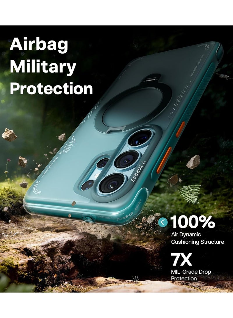 حافظة Ostand Q3 Air Spin لسامسونج جالاكسي S26 ألترا مع قاعدة مغناطيسية 360 درجة، مناسبة لمغناطيس MagSafe، وسادة هوائية، مختبرة ضد السقوط بمعايير عسكرية، حافظة هاتف مضادة للصدمات - Image 5