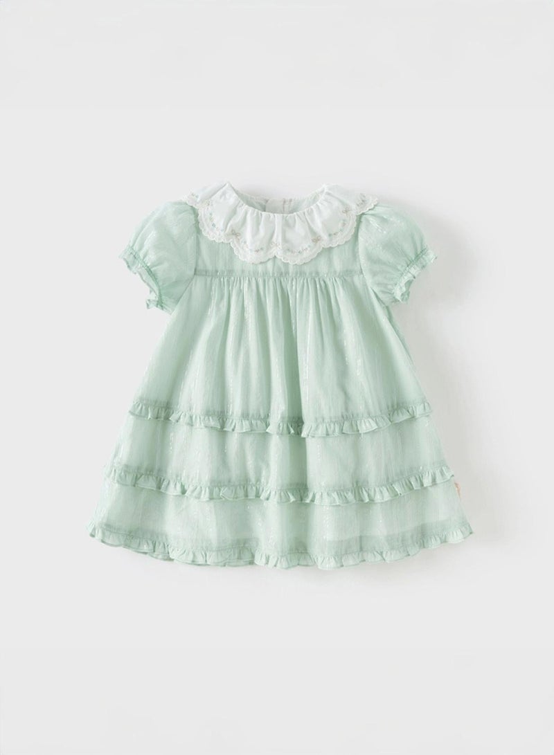 Dave & Bella Tiered Mint Dress with Embroidered Collar - Image 4