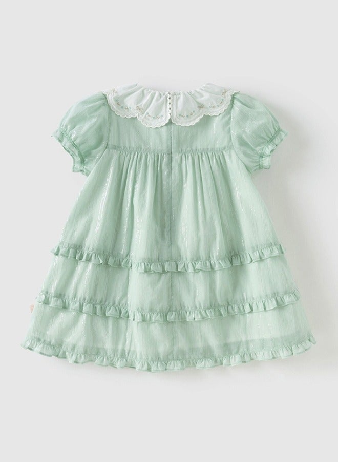 Dave & Bella Tiered Mint Dress with Embroidered Collar - Image 4