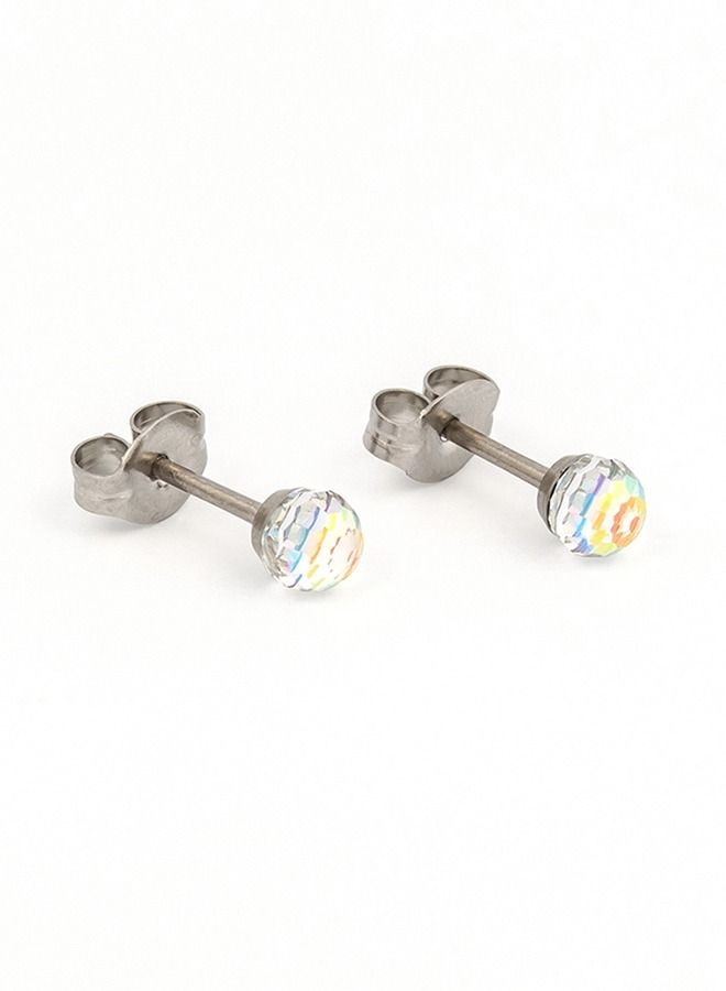 Studex 4MM Ab/Rainbow Crystal Ball Allergy free Stainless Steel Ear Studs For Kids - Image 2