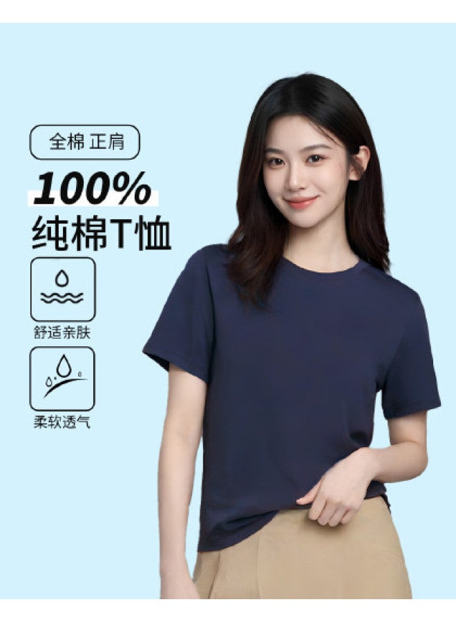 Goso Summer Skin-Friendly Women'S T-Shirt, Solid Color Versatile Women'S Top, Round Neck Short Sleeve T-Shirt For Women - Image 1