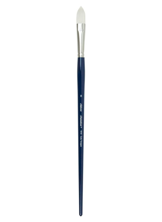 Silver Brush Limited - 1910-8 Bristlon Cats Tongue Paintbrush For Oil, Acrylic, And Heavy Body Paints, Size 8, Long Handle - Image 1