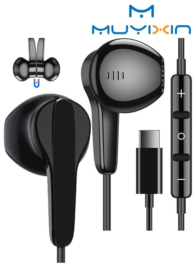 Muyixin USB C Headphone for iPhone 15 Pro Max Galaxy S23 FE HiFi Stereo Bass Type C Earbuds, HiFi Stereo Volume Control, Magnetic in Ear Wired Earbuds - Image 1