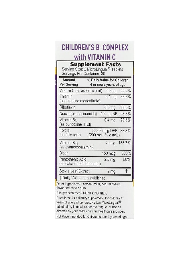 Superior Source Superior Source, Children's B Complex with Vitamin C, 60 MicroLingual Instant Dissolve Tablets  - Image 2