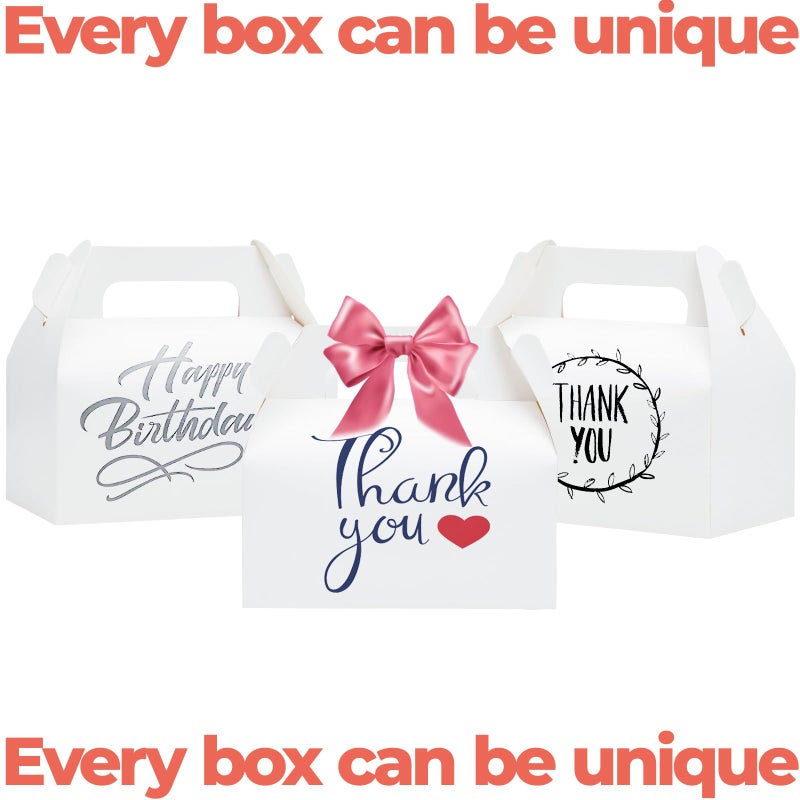 UnicoPak 30 Pack Party Favor Boxes Treat Boxes, White Gable Gift Boxes for Party Favors Goodies Cookies Treats Candies Meals Lunch, 6.5x3.5x3.5 Inches - Image 5