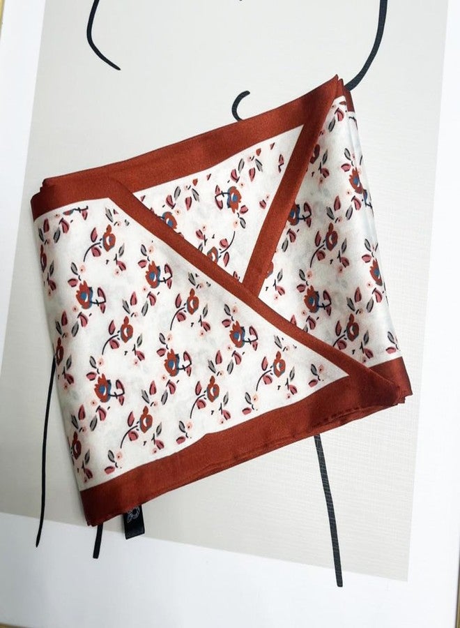 Julunar Hair Scarf for Women Silky Long Neck Head Scarves Purse Bag Scarfs for Handbag Satin Headscarf, 023.white & Red Floral, Long - Image 2