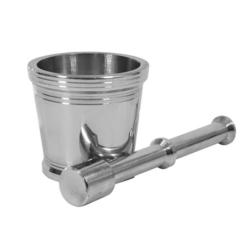 Putrika Mortar Pestle|Khalbatta for Kitchen|Pestle Ural for Medicine|Kharal Okhli & Musal Set Okhli for Kitchen tool|Masala Spice & Herbs Masher Grinder Bowl[Weight:1kg Dia:9cm]Stainless Steel - Image 3