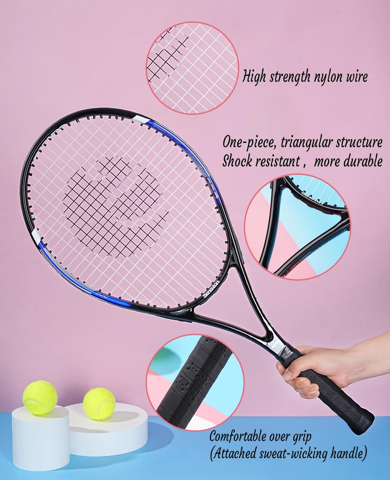 Senston Tennis Rackets for Adults 27 inch - 2 Player Tennis Racquets Set with 2 Grips, 2 Vibration Dampers, Red & Blue - Image 5