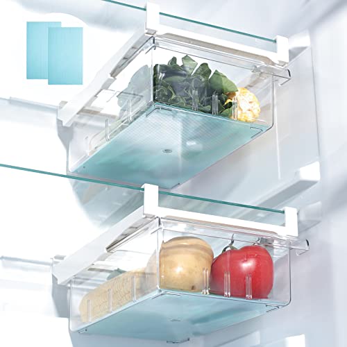 Farochy Refrigerator Organizer Bins with Handle - Farochy 2PCS Pull-out Fridge Drawer Organizer Refrigerator Storage Box Refrigerator Egg Drawer - Image 1