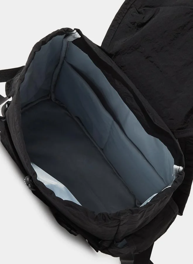 Styli  Black Crinkled Backpack with Rope Trim for Women | Best Price UAE