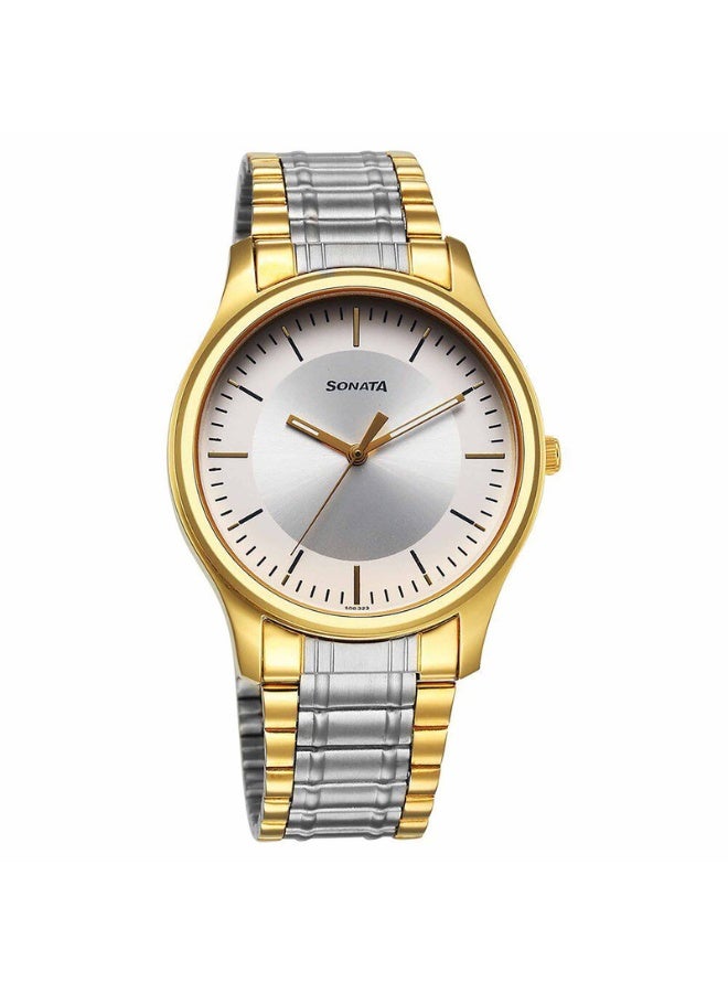 Sonata Traditional Essentials 77082BM01 Men’s Watch – Silver Dial, Two-Tone Stainless Steel Strap, Quartz, 30 m Water Resistance - Image 1