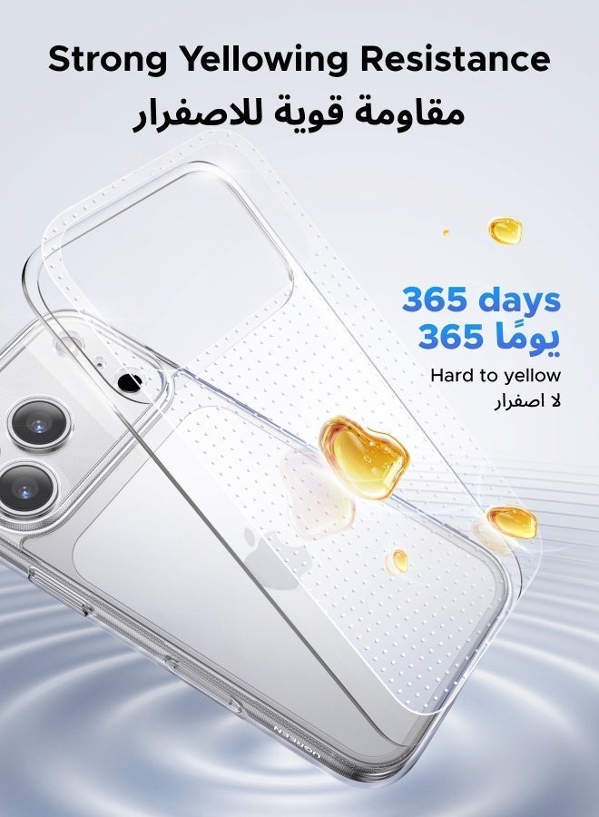 يو جرين كفر iPhone 17/18 Pro شفاف، غطاء حماية لايفون 18 برو/ 17 برو نحيف، جراب مقاوم للصدمات بمعيار عسكري، حواف مرتفعة لحماية الشاشة والكاميرا، تصميم شفاف قابل للتخصيص شفاف - Image 4