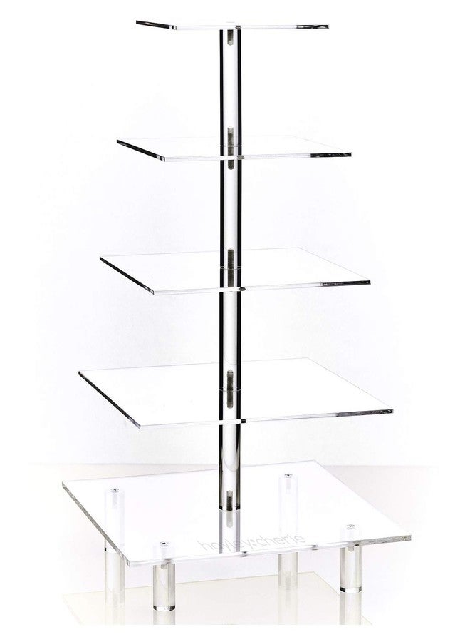 Hayley Cherie 5 Tier Acrylic Cupcake Stand, Extra Thick 5mm Base, Large Cupcake Tower, Multi Tiered Cake Stand Square Clear Holder for Dessert Table Display, Weddings, Birthday Party, Graduation, Pastry, Donut Tree - Image 2