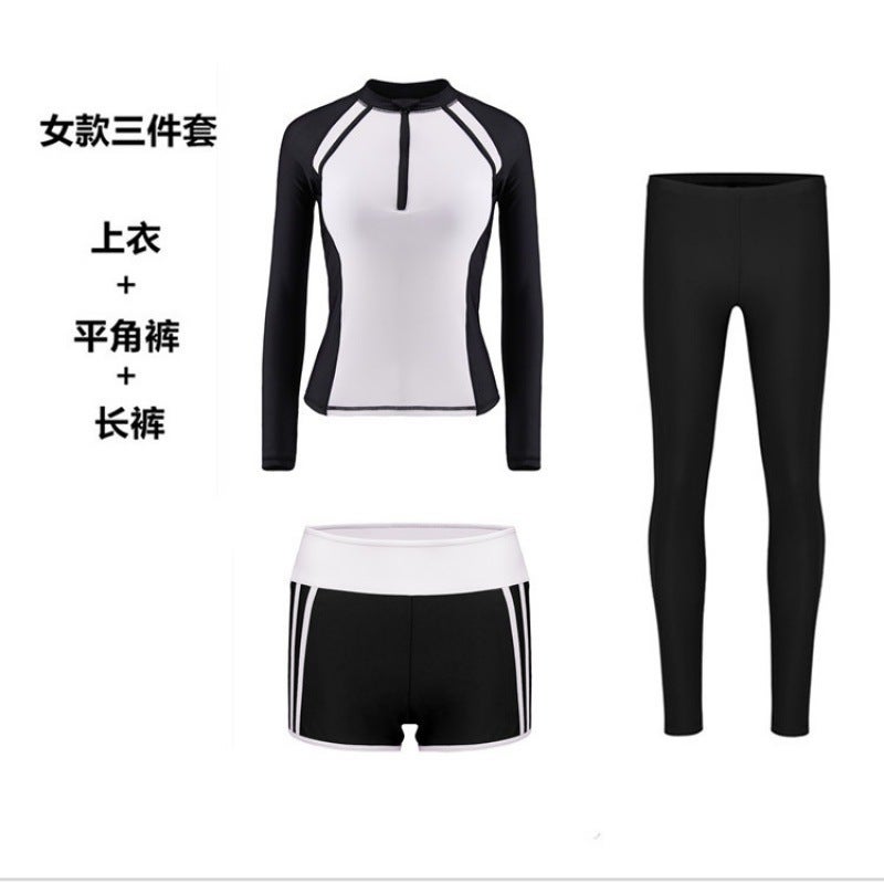 Two-Piece Long Sleeve Conservative Student Two-Piece Suit Belly-Covering Slimming Swimsuit Fashion Sports Spring Swimsuit - Image 1