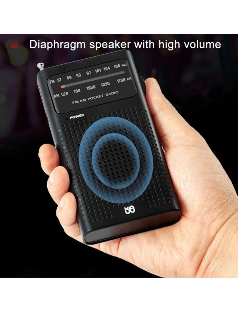 Portable Radio AM FM, Portable And Compact Transistor Radio With Loud Speaker, Battery Powered Telescopic Antenna Radio Player, Portable Radio For Indoor, Outdoor And Emergency Use, (White)