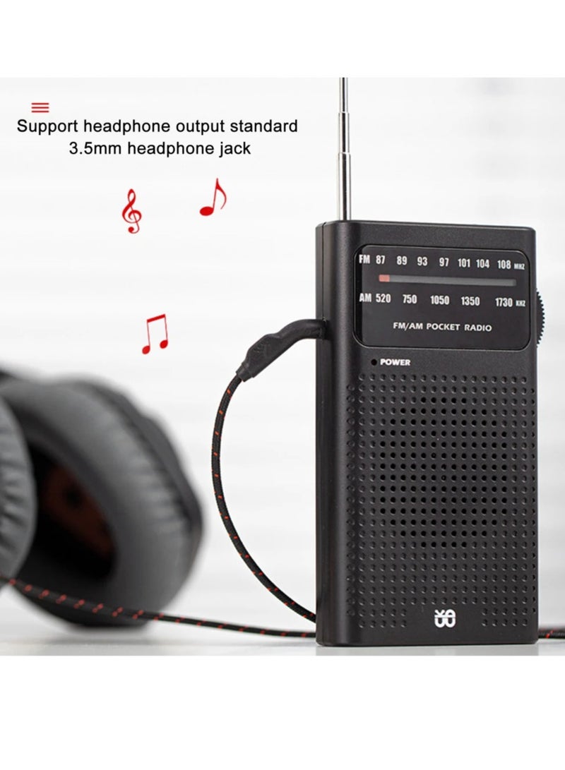 Portable Radio AM FM, Portable And Compact Transistor Radio With Loud Speaker, Battery Powered Telescopic Antenna Radio Player, Portable Radio For Indoor, Outdoor And Emergency Use, (White)