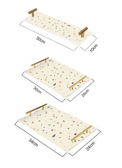 LOWHA Decorative Acrylic Serving Tray with Gold Metal Handles and Terrazzo Pattern Design  - Image 3