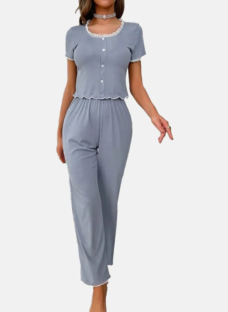 يونيكي Blue Solid Pyjamas & Top