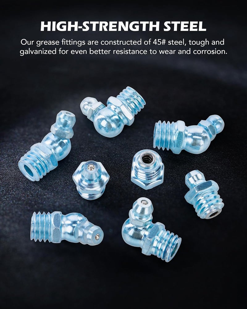 ZELCAN 230pc SAE & Metric Grease Fittings Kit - Hydraulic Grease Zerk Assortment - Image 5