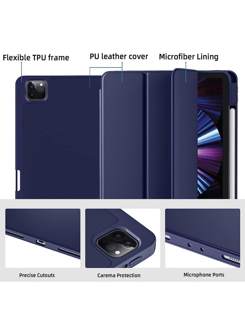 Case Compatible with iPad Pro 11 Case 2021/2020 with Pencil Holder, for iPad Pro 11 Inch Case 3rd/2nd Generation, Trifold Stand Protective Case with Soft TPU Back, Auto Wake/Sleep - Image 2