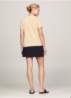 TOMMY HILFIGER Women's 1985 Collection Signature Logo T-Shirt -  Stretch organic cotton, Beige  - Image 2