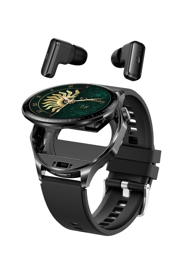 رولستيمي ساعة ذكية مع سماعات الأذن ، 2 في 1 توس الساعات الذكية ، 1.43 " الملونة أمولد عرض ساعة ذكية لالروبوت دائرة الرقابة الداخلية ، للماء اللياقة البدنية المقتفي وقت طويل الاستعداد (أسود) - Image 1