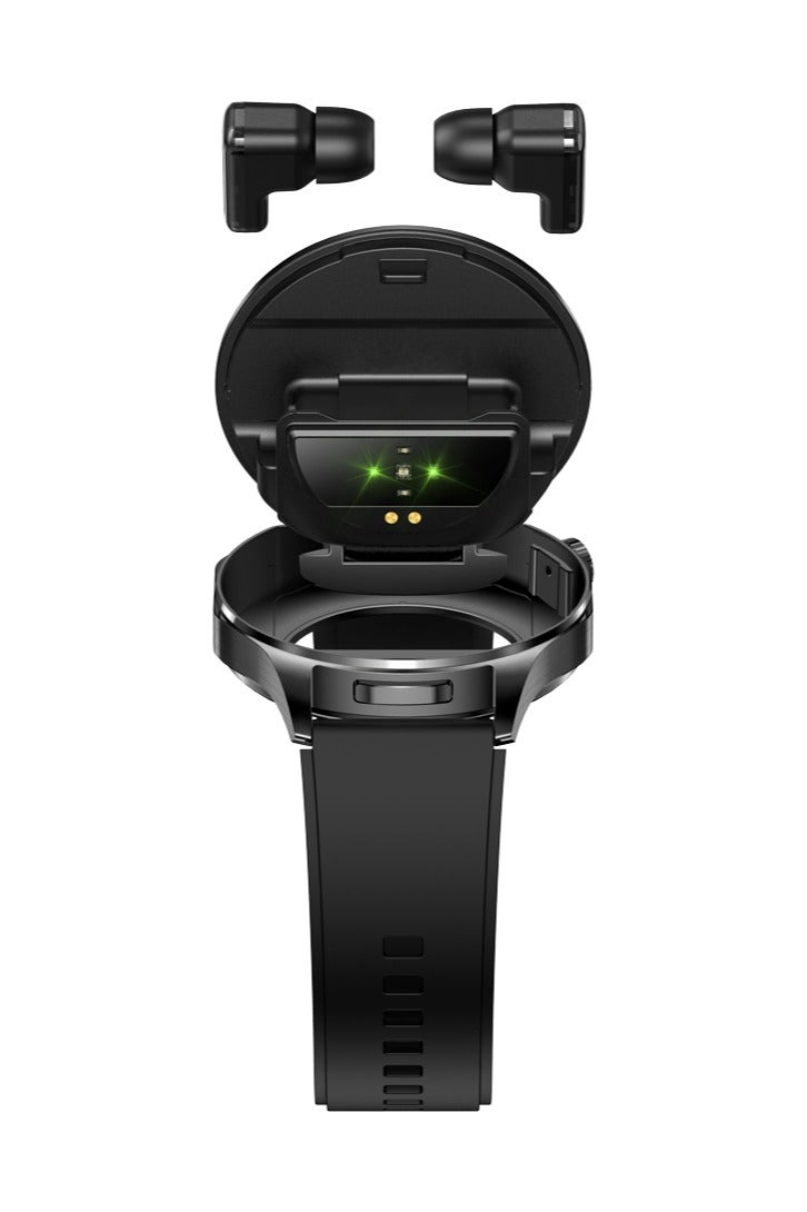 رولستيمي ساعة ذكية مع سماعات الأذن ، 2 في 1 توس الساعات الذكية ، 1.43 " الملونة أمولد عرض ساعة ذكية لالروبوت دائرة الرقابة الداخلية ، للماء اللياقة البدنية المقتفي وقت طويل الاستعداد (أسود) - Image 2