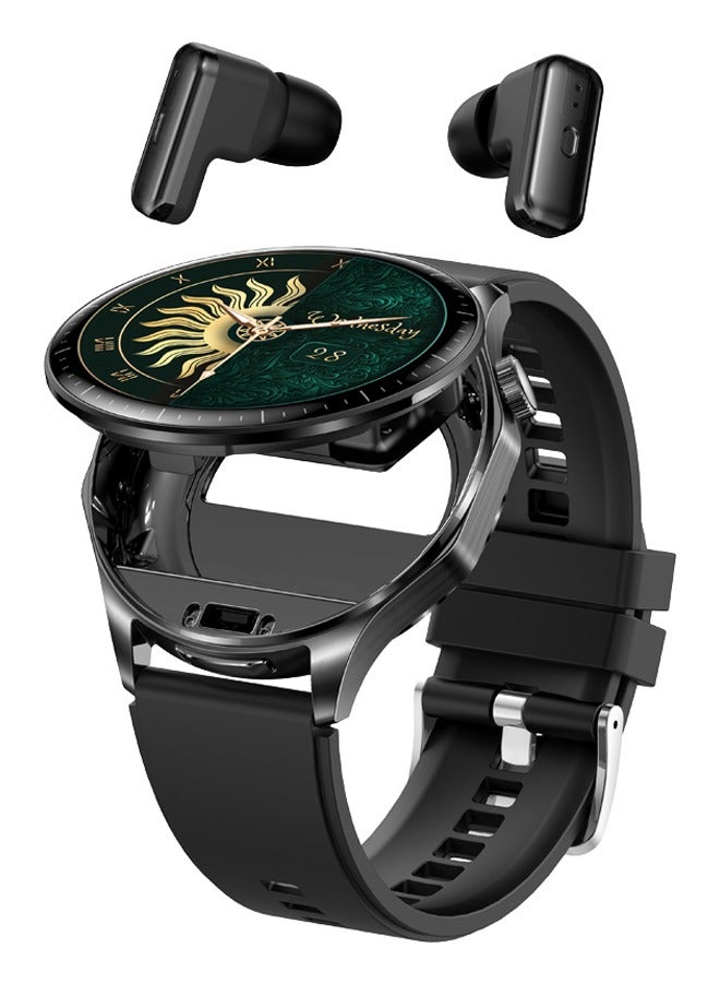 RollsTimi  Full View Smart Watch With Earplugs, 2IN1TWS Smart Watch, 1.43" Colorful AMOLED Display Smart Watch For Android And iOS, Waterproof Fitness Tracker Long Standby  Watch T98 Black - Image 1