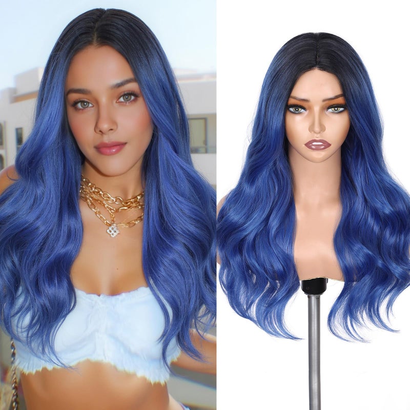 Lady Miranda Long Platinum Blonde Wig 28 Inch Natural Wavy Blonde Wig Middle Part Blonde Lace Wig Synthetic Hair Blonde Wigs for White Women - Image 3