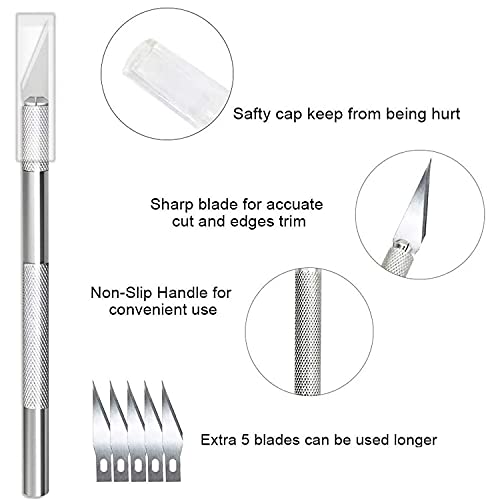buysigo Adhesive Wallpaper Install Tool Kit with Double-sided Tape Measure, Craft Knife with 5 Blades, 3 Types of Scrapers, PU Hand Roller, for Wallpaper Window Film and Car Deadening Mats - Image 4
