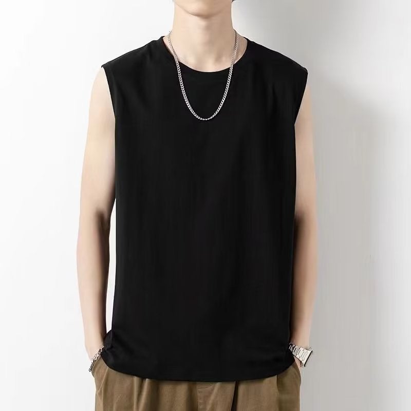 Mens Sleeveless Summer Gym Vest White Black 