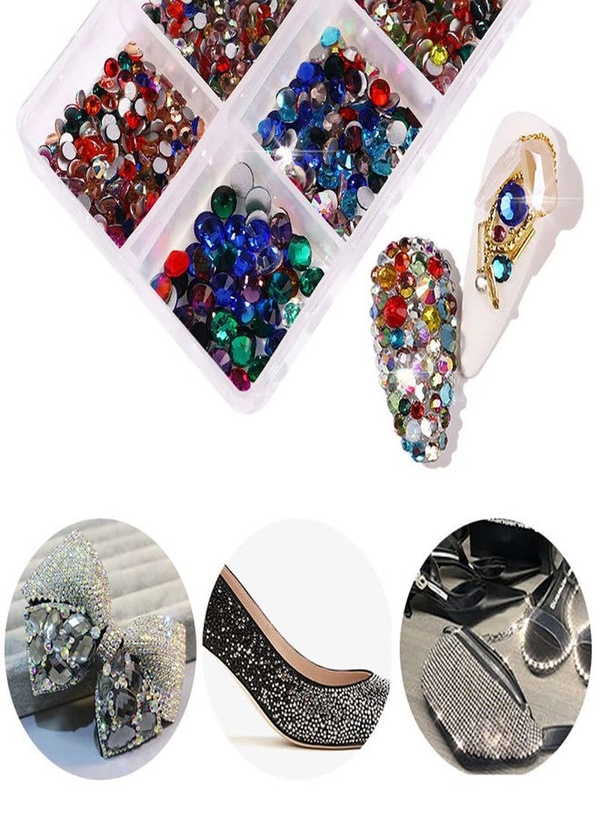 GOGOONLY Boxed Nail Crystals Nail Art Rhinestones Round Beads Flatback Glass Charms Gems Stones, 6 Sizes for Nails Decoration Makeup Clothes Shoes (Mixed Colors) - Image 2