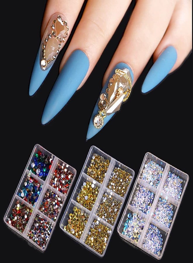 GOGOONLY Boxed Nail Crystals Nail Art Rhinestones Round Beads Flatback Glass Charms Gems Stones, 6 Sizes for Nails Decoration Makeup Clothes Shoes (Mixed Colors) - Image 3