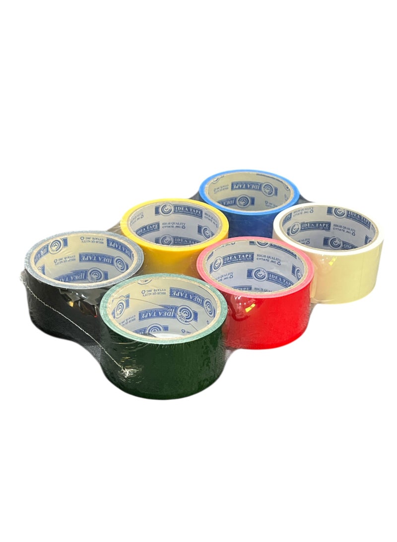 IDEA 6 Pcs Mixed Colour Duct Tape, 4.5cm × 730cm, Strong Adhesive, Multi-Purpose for Home, Office & DIY Repairs - Image 2