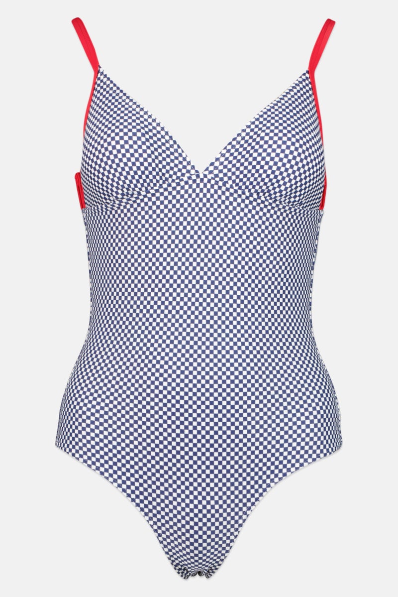arena Women Micro Check Padded One Piece, Multicolor - Image 2