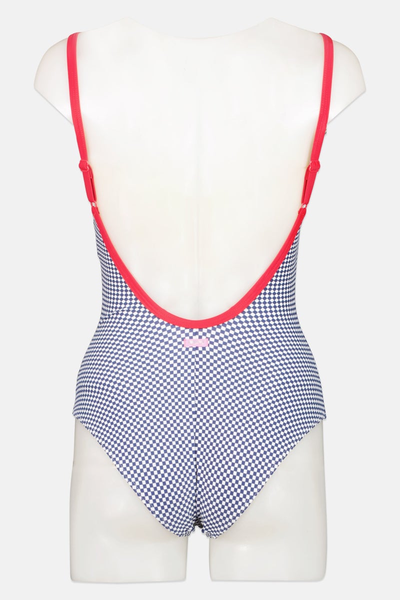 arena Women Micro Check Padded One Piece, Multicolor - Image 3