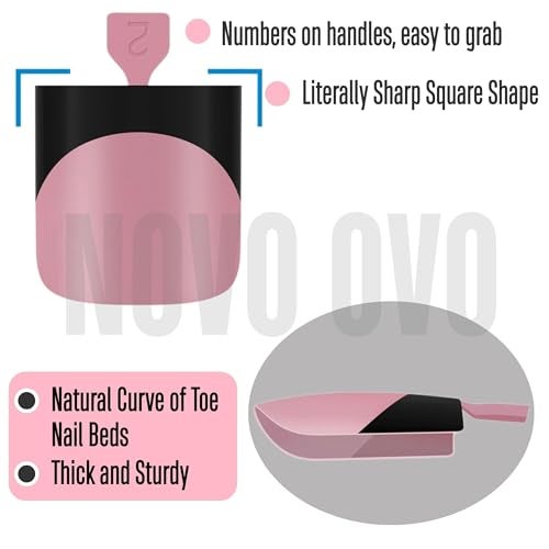 NOVO OVO Halloween Black French Tip Toe Nail Tips Press on BERRY PINK Sharp Square PreDesigned Soft Gel False Toenail Extension Medium Fake Toenails Full Cover Acrylic for DIY 15 Sizes 240 pcs - Image 3