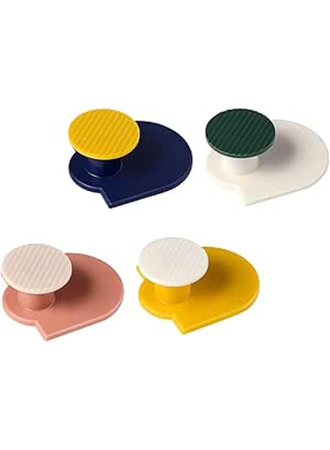 No Damage Self Adhesive Wall Hooks 4 Pack No Drill Coat Hat Hangers Multi Color Storage Organizer for Bathroom Bedroom - Image 1