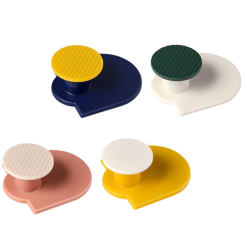 No Damage Self Adhesive Wall Hooks 4 Pack No Drill Coat Hat Hangers Multi Color Storage Organizer for Bathroom Bedroom - Image 2